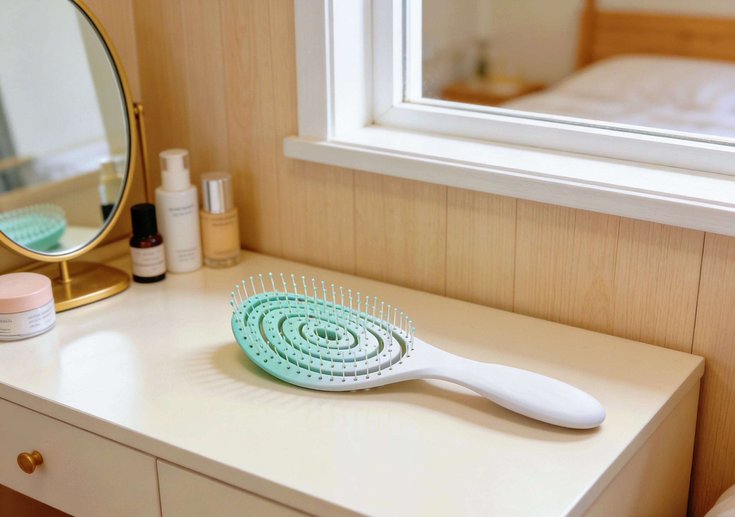 cushion brush versatile hair tool featuring flexible bristles set in a soft