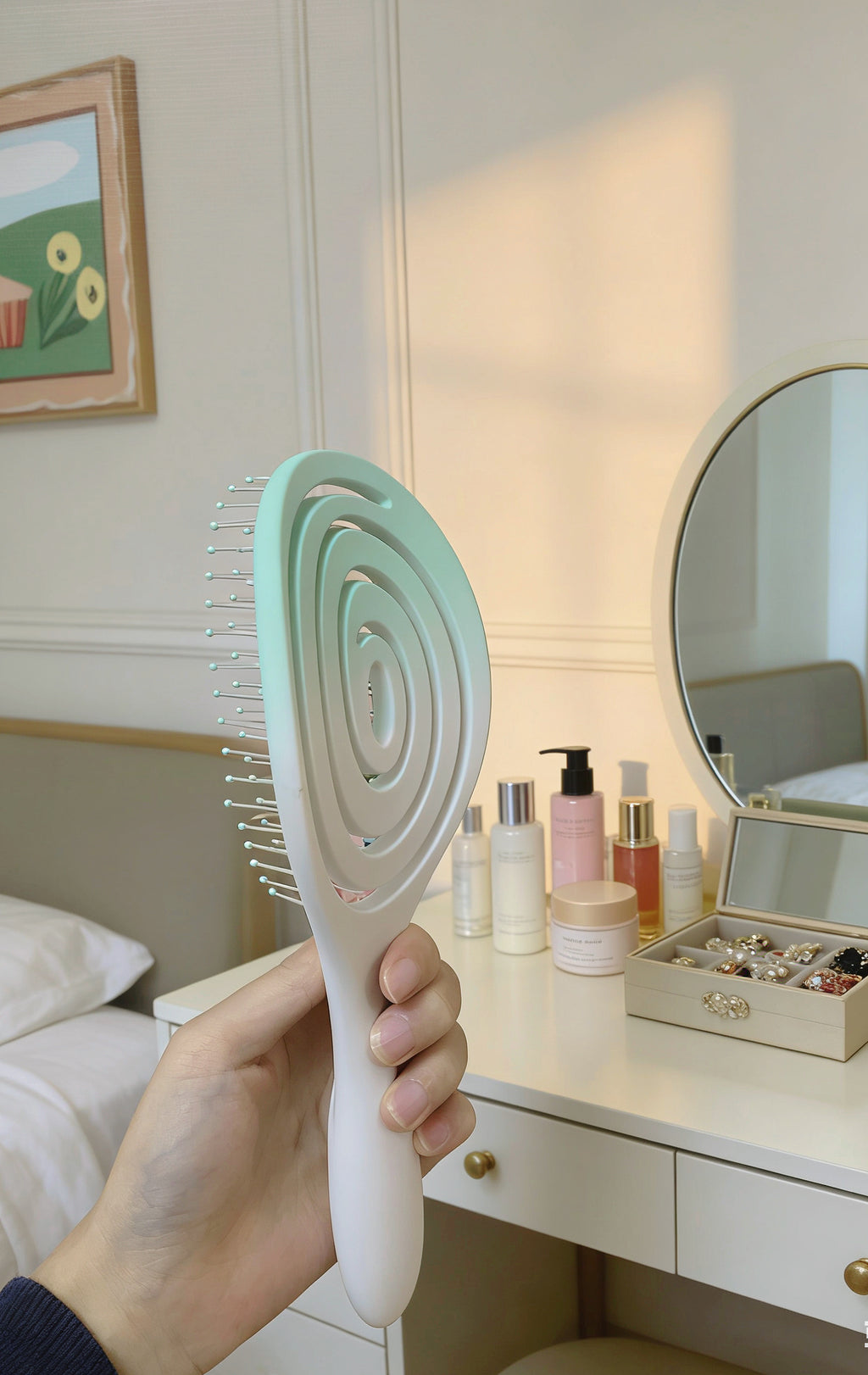cushion brush versatile hair tool featuring flexible bristles set in a soft