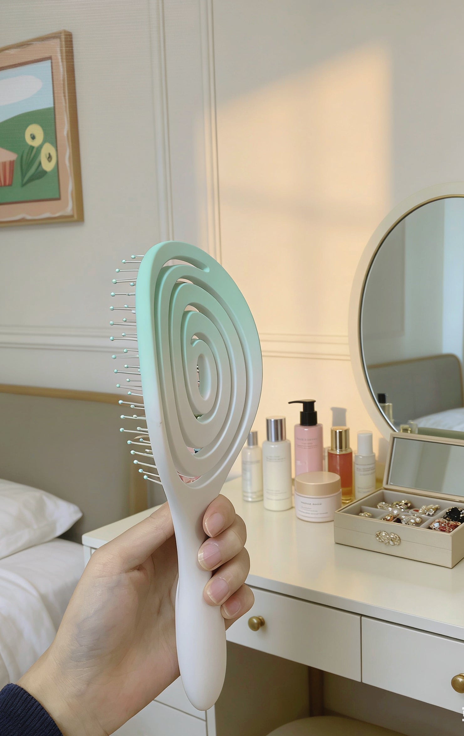 cushion brush versatile hair tool featuring flexible bristles set in a soft