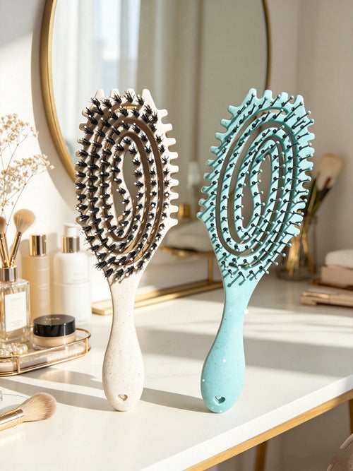 Boar Bristle & Nylon Air Cushion Hair Brush – Scalp Massage & Anti-Frizz