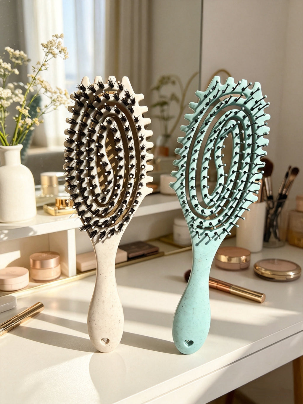 Boar Bristle & Nylon Air Cushion Hair Brush – Scalp Massage & Anti-Frizz